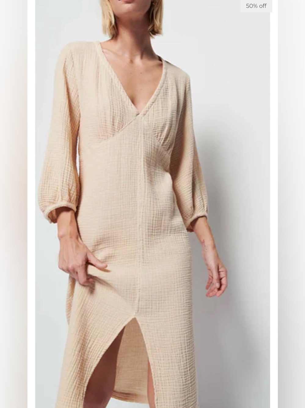 Nation Los Angeles Olpa Tapioca balloon sleeve Gauze Midi Dress XXL